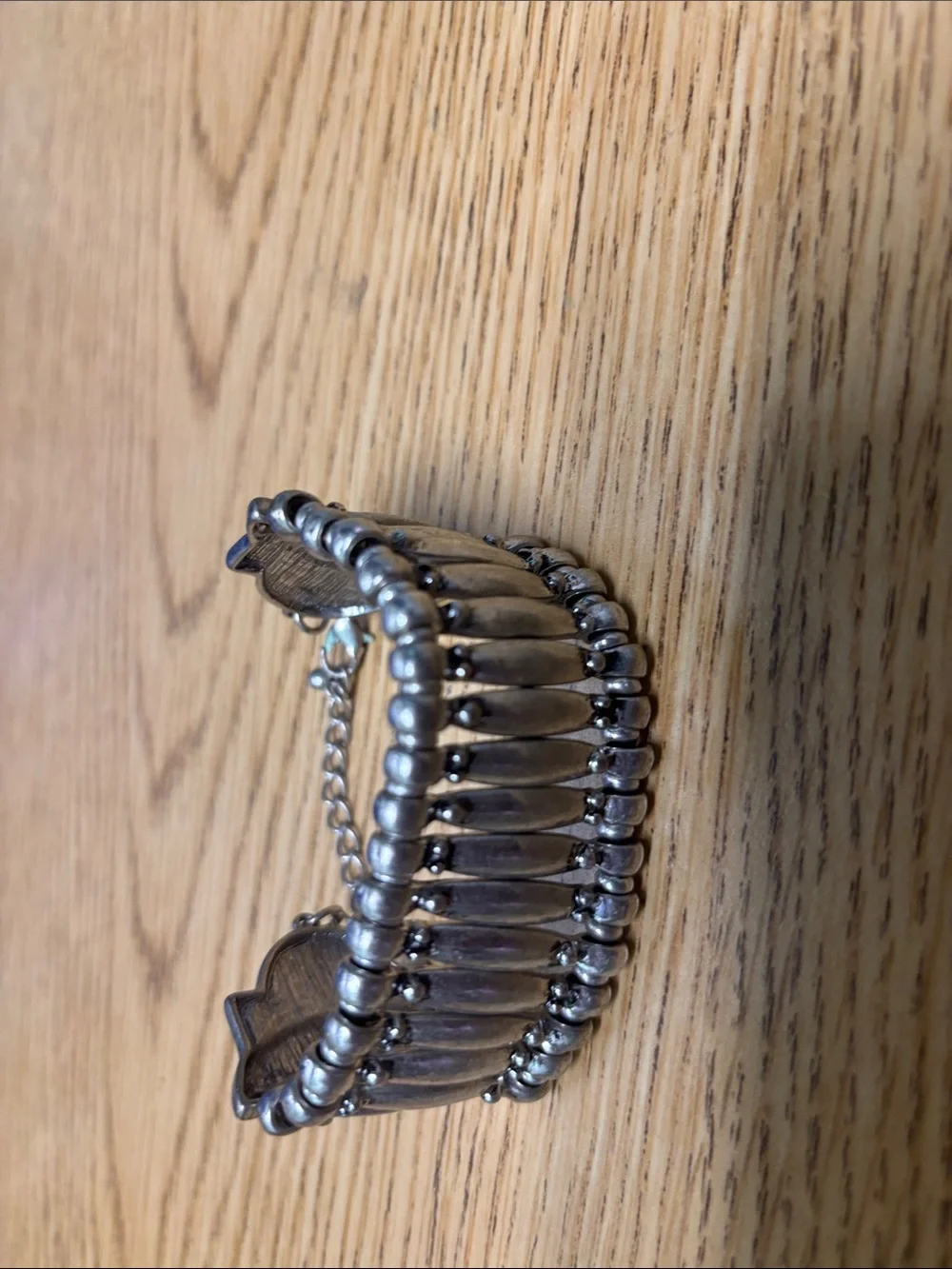 Unbranded Silver Tone Beaded Stretch Cuff Bracelet